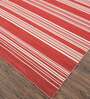 Red Striped Wool 4 ft X 6 ft Hand Woven Dhurrie