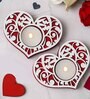 Red and White Wooden  Tealight Candle Holder (8 Pcs)