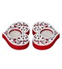 Red and White Wooden  Tealight Candle Holder (4 Pcs)