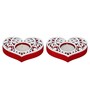 Red and White Wooden  Tealight Candle Holder (4 Pcs)