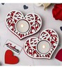 Red and White Wooden  Tealight Candle Holder (12 Pcs)