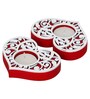 Red and White Wooden  Tealight Candle Holder (2 Pcs)