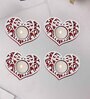 Red and White Wooden  Tealight Candle Holder (4 Pcs)