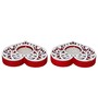 Red and White Wooden  Tealight Candle Holder (2 Pcs)