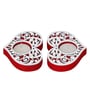 Red and White Wooden  Tealight Candle Holder (2 Pcs)
