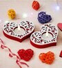Red and White Wooden  Tealight Candle Holder (2 Pcs)