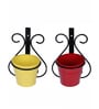 Red and Yellow Metal Indoor and Balcony Wall Planter with Pot (Set of 2)