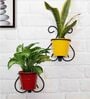 Red and Yellow Metal Indoor and Balcony Wall Planter with Pot (Set of 2)