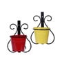Red and Yellow Metal Indoor and Balcony Wall Planter with Pot (Set of 2)