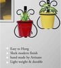 Red and Yellow Metal Indoor and Balcony Wall Planter with Pot (Set of 2)