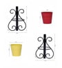 Red and Yellow Metal Indoor and Balcony Wall Planter with Pot (Set of 2)