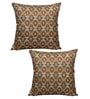 Red Art Silk Chanderi Textured Floral 16x16 inches Cushion Covers (Set of 2)