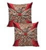 Red Art Silk Chanderi Textured Floral 16x16 inches Cushion Covers (Set of 2)