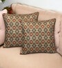 Red Art Silk Chanderi Textured Floral 16x16 inches Cushion Covers (Set of 2)