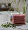 Red Bamboo Cotton Solid 650 GSM Face Towel Set (4Pc)