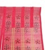Red Bamboo Floral 6Ft Semisheer Fabric Loops Window Curtain (1 Pc)