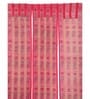Red Bamboo Floral 6Ft Semisheer Fabric Loops Window Curtain (1 Pc)