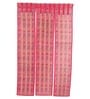 Red Bamboo Floral 6Ft Semisheer Fabric Loops Window Curtain (1 Pc)