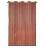 Red Polyester And Chenille Striped 7 Ft Light Filering Eyelet 2 Door Curtains