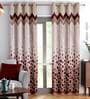 Beige Traditional Jacquard 5 Ft Blackout Eyelet Window Curtain