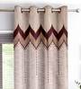 Beige Traditional Jacquard 5 Ft Blackout Eyelet Window Curtain