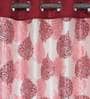 Red Floral Polyester 5 Ft Semisheer Eyelet Window Curtains (Set of 2)