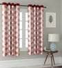 Red Floral Polyester 5 Ft Semisheer Eyelet Window Curtains (Set of 2)