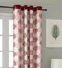 Red Floral Polyester 7 Ft Semisheer Eyelet Door Curtains (Set of 2)