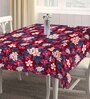 Red Blended Cotton Floral 90x60 Inches Table linen