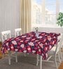 Red Blended Cotton Floral 90x60 Inches Table linen