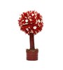 Red Bonsai Tree With Sola Flowers On A Wooden Base
