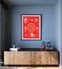 Red Canvas Printed Warli Framed Art