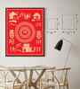 Red Canvas Printed Warli Framed Art