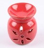 Red Ceramic & Wax Aroma Candle Diffuser With Rose Oil