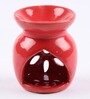 Red Ceramic & Wax Aroma Candle Diffuser With Rose Oil