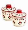 Red Ceramic Bowl Set of 2 with Lid (500 ML)