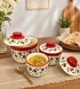 Red Ceramic Bowl Set of 3 with Lid (250 ML, 500 ML & 750 ML)