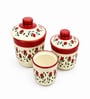 Red Ceramic Bowl Set of 3 with Lid (250 ML, 500 ML & 750 ML)