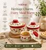 Red Ceramic Bowl Set of 3 with Lid (250 ML, 500 ML & 750 ML)