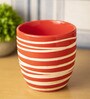 Red Ceramic Planter Zig Zag Red
