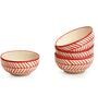 Chevrons 12 Pcs Red & White Ceramic Dinnerware Set