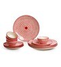 Chevrons 12 Pcs Red & White Ceramic Dinnerware Set