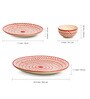 Chevrons 12 Pcs Red & White Ceramic Dinnerware Set