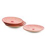 Chevrons 12 Pcs Red & White Ceramic Dinnerware Set