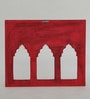 Red Color Handpainted Engineered Wood Carving Jharokha Frame