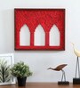 Red Color Handpainted Engineered Wood Carving Jharokha Frame
