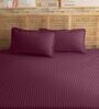 Red 210TC Cotton stripe 1 Super King Bedsheet with 2 Pillow Covers