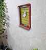 Red Colour Distress Look Sheesham Wood Handcarved Rectangular Set Of 2 Wall Art With Krishna