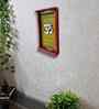 Red Colour Distress Look Sheesham Wood Handcarved Rectangular Set Of 2 Wall Art With Om