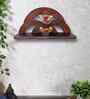 Red Colour Solid Wood Handcarved Floating Wall Shelf In Rainbow Design